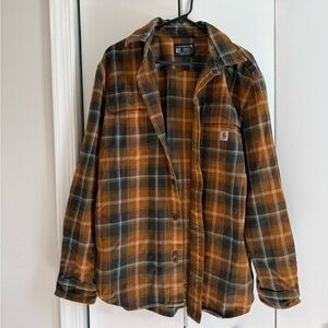 Carhartt Men's Orange & Green Plaid Shirt Jacket